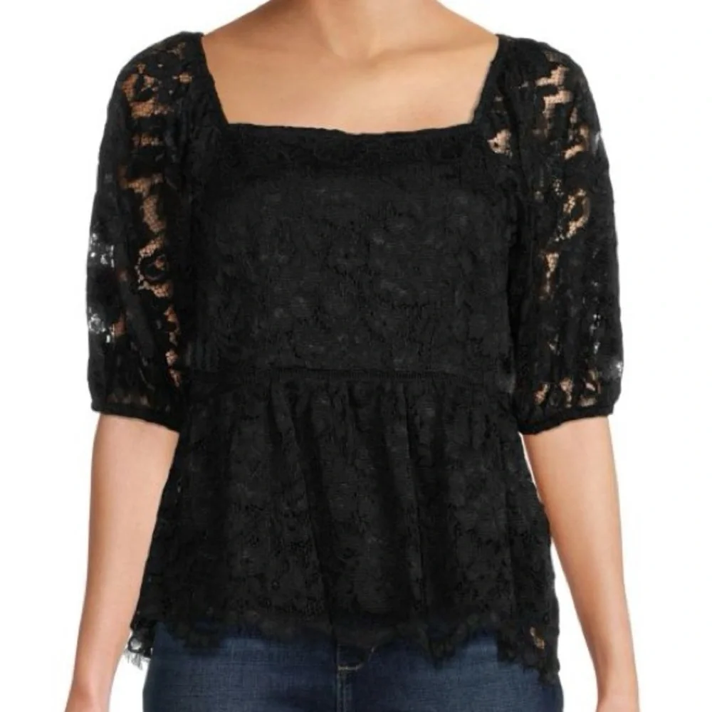 Nanette Lepore Lace Peplum Top Sz XL - Picture 1 of 7